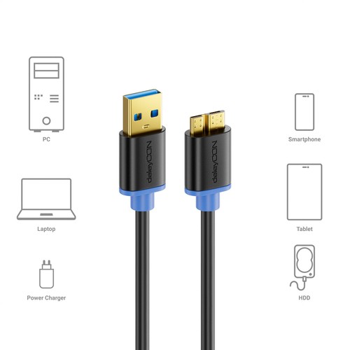 deleyCON 0,5m micro USB 3.0 Datenkabel - USB A-Stecker zu Micro B-Stecker - Bild 5 von 8