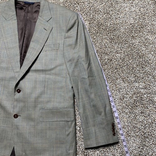 Brooks Brothers Golden Fleece Windowpane Brown Blazer Loro Piana Mens Size 42R - Picture 9 of 11