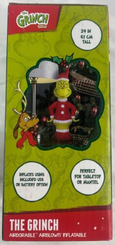 The Grinch Gonfiabile Airdorabile Soffiato da 19 Pollici per Tavolo - NUOVO - Foto 10 di 12