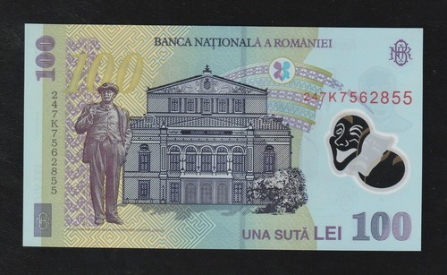 🇷🇴 Romania, 100 Lei, 2018 (2018), POLYMER, P-121i, UNC Poet Luca Caragiale - Picture 2 of 2