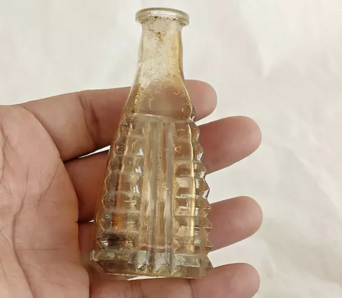 Rare Old Collectible Antique Beautiful Design Clear Glass Perfume Bottle India - Picture 11 of 12