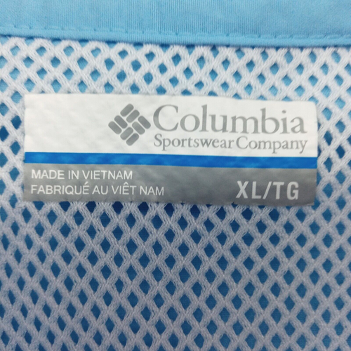 Columbia PFG Omnishade Mens XL Blue Vented Fishing Shirt Short Sleeve Pockets - Picture 3 of 12