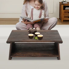 Japanese Tatami Table Folding Meditation Table Floor Tea Table Brown 7.9" Height