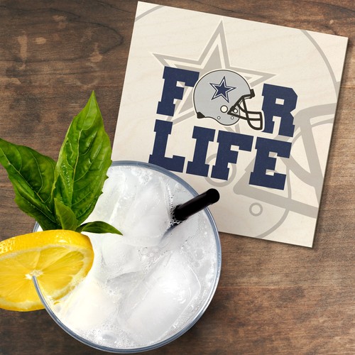 Montaña rusa cuadrada de madera Dallas Cowboys For Life NFL Sport 4"" X 4 - Imagen 2 de 3