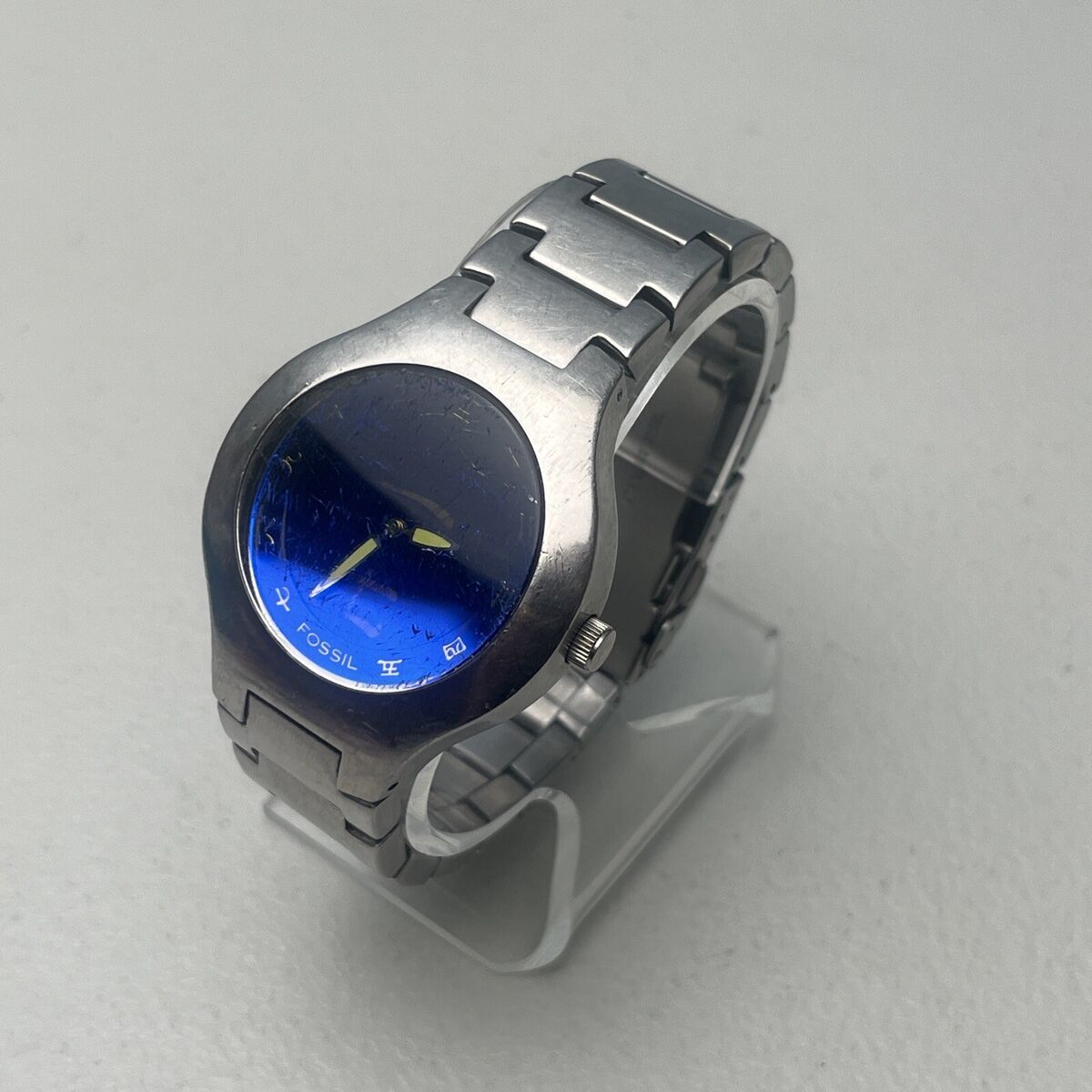 Fossil Big Tic Kanji Blue Digital Analog Stainless Watch JR Fossil Big Tic Kanji Blue Digital Analog Stainless Watch JR
