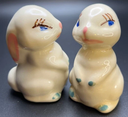 Pair of VTG Shawnee Pottery - Miniature Animal Series - Rabbits - 1930's-40's