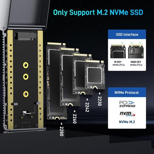Boîtier M.2 NVMe 40Gbps Boîtier SSD USB4 en Aluminium avec Ventilateur Prise ... - Photo 4/9