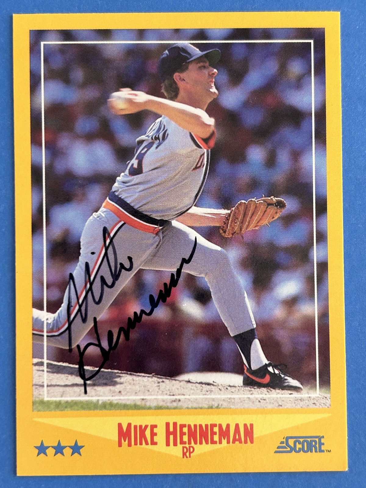 Mike Henneman Autograph Signed 1988 Score Detroit Tigers