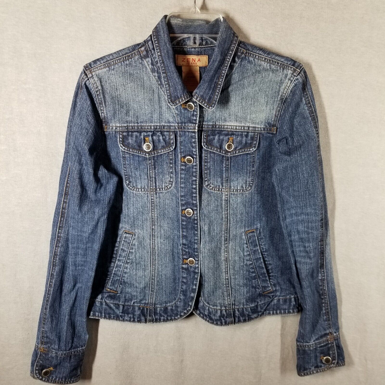 Vintage Zena Jean Jacket Women’s Medium Denim Trucker Jacket Distressed Cotton