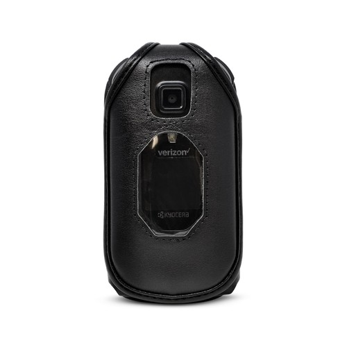 Kyocera DuraXV Extreme Black Leather Fitted Case Rotating Metal Belt Clip - Picture 2 of 6