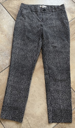 Banana Republic Damen 4 schwarz/weiß Baumwollmischung gepunktet Cropped Hosen BB