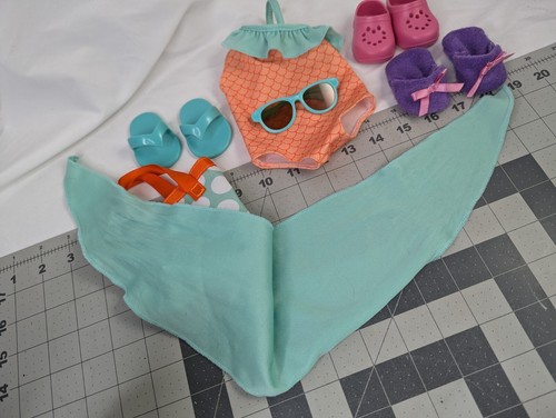 Doll Clothes Swimsuit Wrap Sunglasses Sandals Shoes - Picture 5 of 8