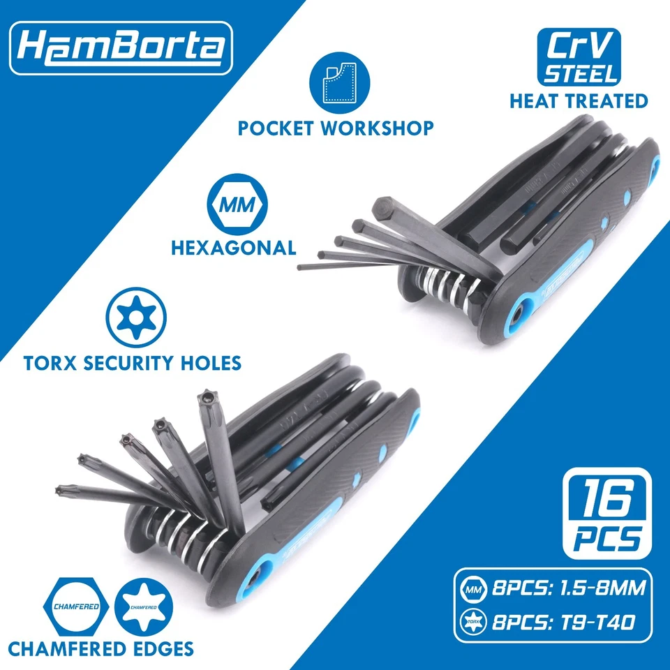 Allen Key Set & Torx Key Set HemBorta 16pc Folding Star Key Set MM Hex Key Set - Image 3 of 4
