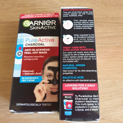 Garnier Pure Active Anti-Blackhead Charcoal Peel-Off Face Mask 50ml X 2 - Picture 2 of 4
