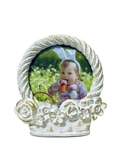 Isaac Jacobs 4x4in Resin Basket Shaped Picture Frame, Photo Tabletop - NEW