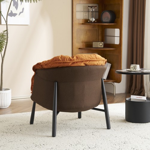 Velvet Accent Chair Barrel Chair with Metal Legs Modern Comfy - Picture 13 of 15