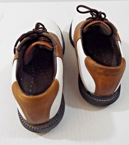 VTG FootJoy Classics Dry Golf Shoes Mens 9.5 Med White Brown Saddle - Picture 4 of 11