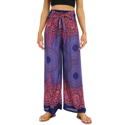 Women's Yoga Pants Boho Bohemian Wide Leg High Waisted Summer Lightweight Pants - Imagen 8 de 9