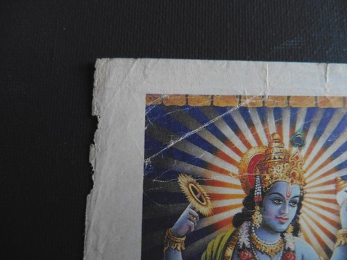 Vintage Print Hindu God Picture * KRISHNA JANMA * 5" x 6.5" BRIJBASI - Picture 8 of 10