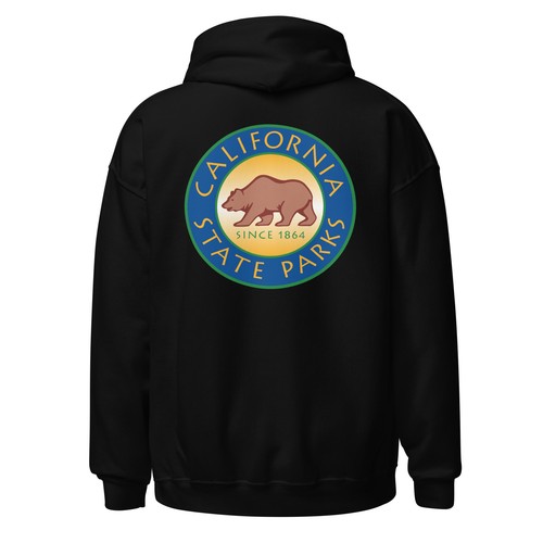 California State Parks Official Seal Hoodie CA Bear Heavy Hooded Sweatshirt - Picture 3 of 17