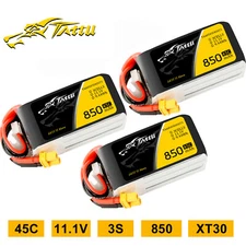 3X Tattu 45C 850mAh 11.1V 3S Lipo Battery XT30 Plug For FPV RC Drone Heilcopter