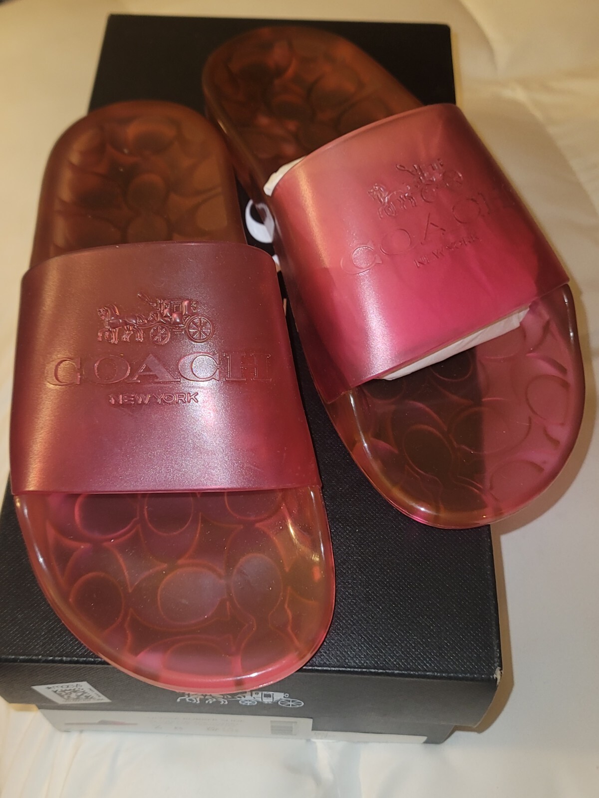 COACH Women's ULYSSA Logo Rubber Slide Transparent Pool Slides Clear