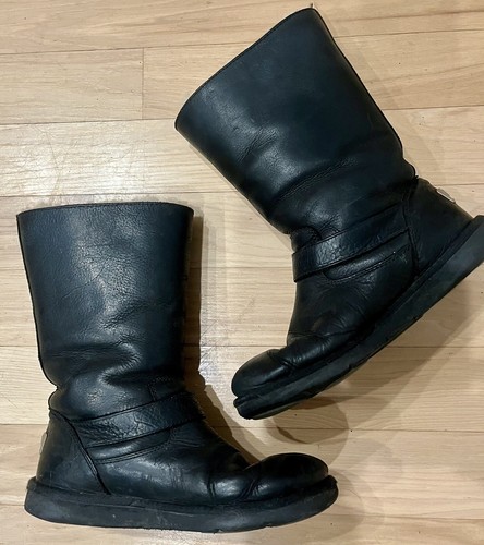 UGG Womens Black Kensington Moto Biker Leather Shearling Fur Lined Sz 7 5678 - Picture 4 of 6