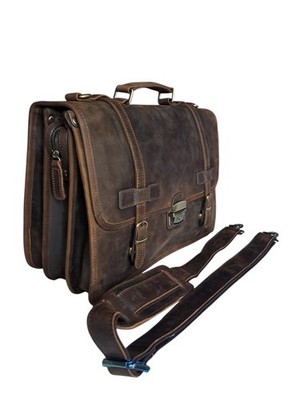 Crazy Horse Full Grain Leather Portfolio Messenger Bag Business Laptop