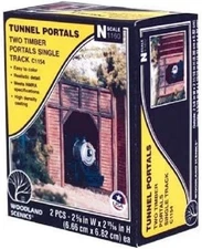 Woodland 1154 N Scale Timber Single Tunnel Portal 2 Pieces New Free Ship