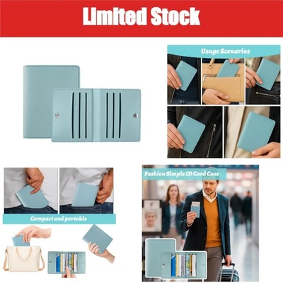 Porte-Cartes Homme Cuir Bleu Clair RFID Ultra-Mince 8 Emplacements - Photo 1/4