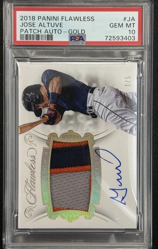 2018 Panini Flawless Jose Altuve Gold Patch Auto /5 PSA 10 ! SSP Astros!