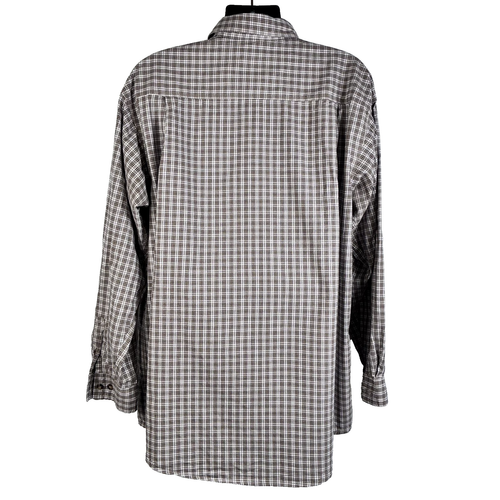 Lakin Mckey Men's Size 2XLT Long Sleeve Shirt Brown White Micro Check Button Up - Picture 3 of 16