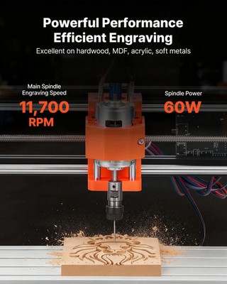 3018 CNC Router Machine, 60W Spindle, 3-Axis Wood Engraving Milling Machine, wi