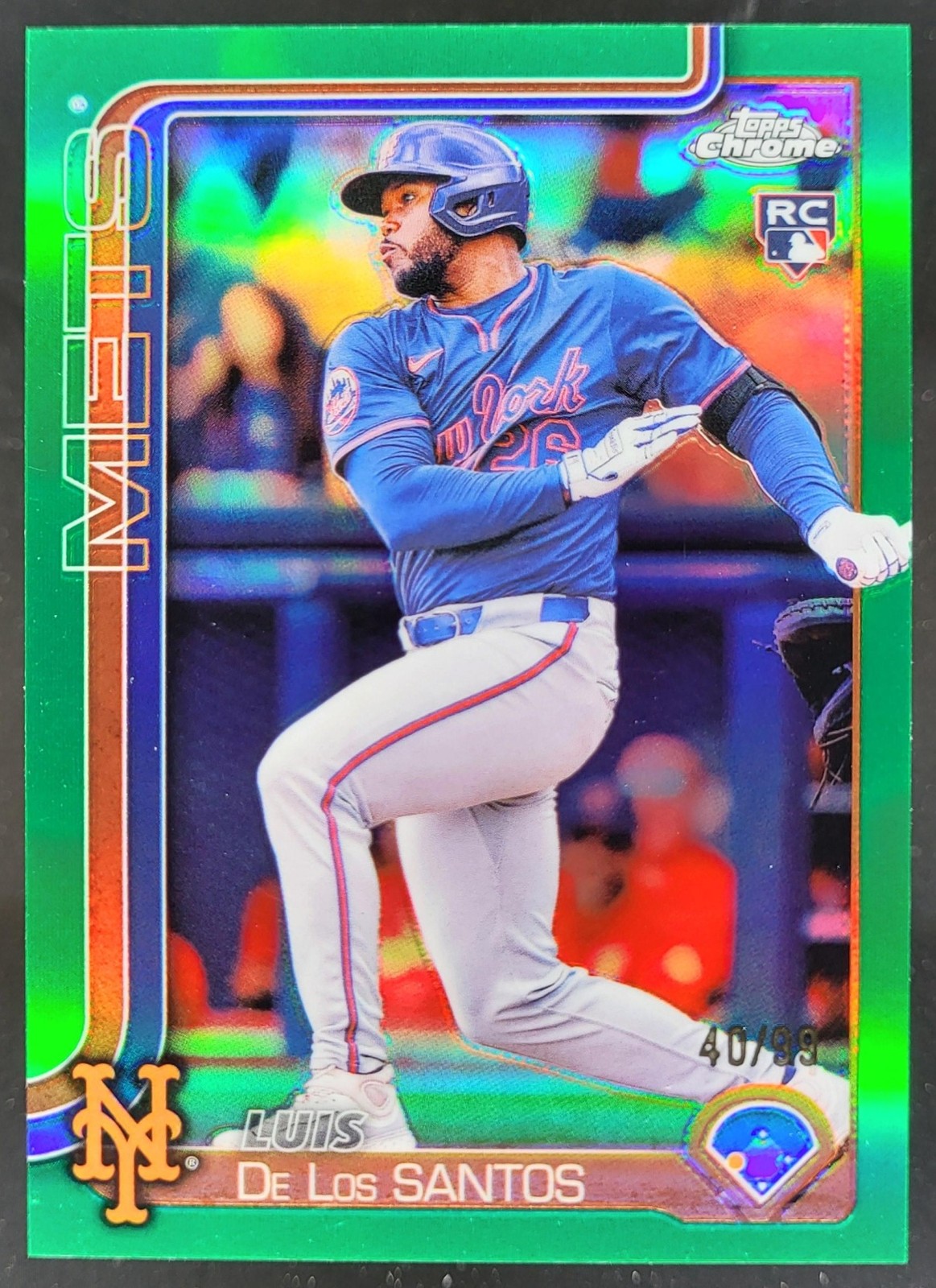 2025 Topps Chrome Luis De Los Santos Green Refractor /99 RC Mets NS6