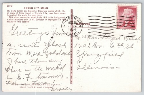 Virginia City Nevada Delta Saloon Bucket of Blood Saloon Chrome Postcard - Picture 2 of 2