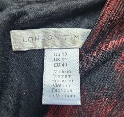 LONDON TIMES Red & Black Long Sleeve Faux Wrap Dress Women's Size 10 NWT - Picture 9 of 9