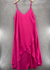 Lulus Dress Womens Extra Large Sweet Surprise Bright Pink Hi Low Slit Maxi Slip