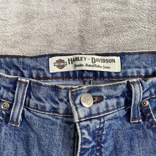 Harley Davidson Plissee Straight Leg Jeans Damen Gr. 8 Blau Medium Wash Baumwolle - Bild 3 von 12