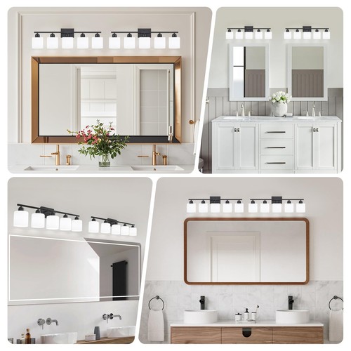 5-Light Black Bathroom Vanity Light, Black Vanity Light with Clear Glass Shad... - Picture 3 of 9