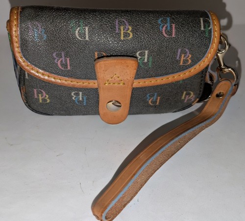 DOONEY & BOURKE Y2K Heart Wristlet Clutch Rainbow Monogram Coated Canvas Leather