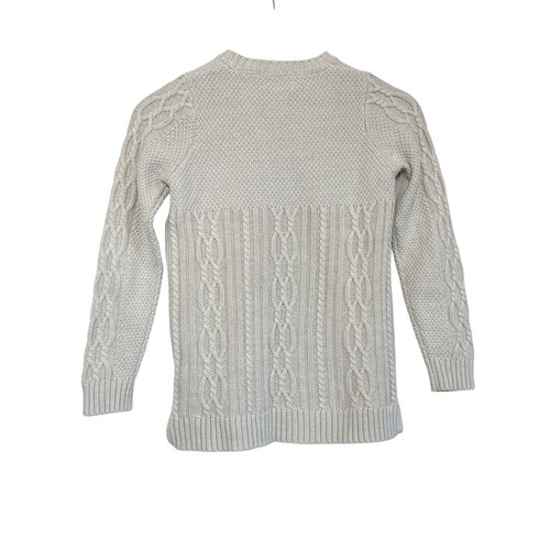 Tommy Bahama Girls Medium 10-12 Beige Long Sleeve Cable Knit Crew Neck Sweater - Picture 3 of 6