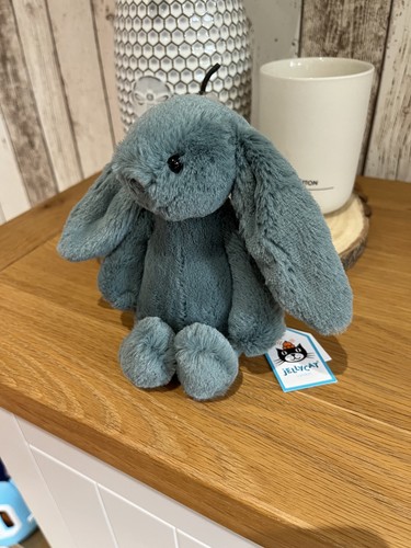 Original Jellycat Small Bashful Forest Bunny - Neu mit Etikett & Etikett Protector