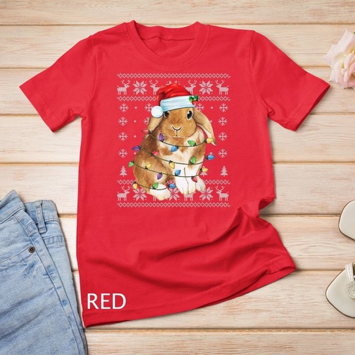 Hase Kaninchen Weihnachten hässlicher Pullover lustig Christbaumschmuck Unisex T-Shirt - Bild 1 von 6