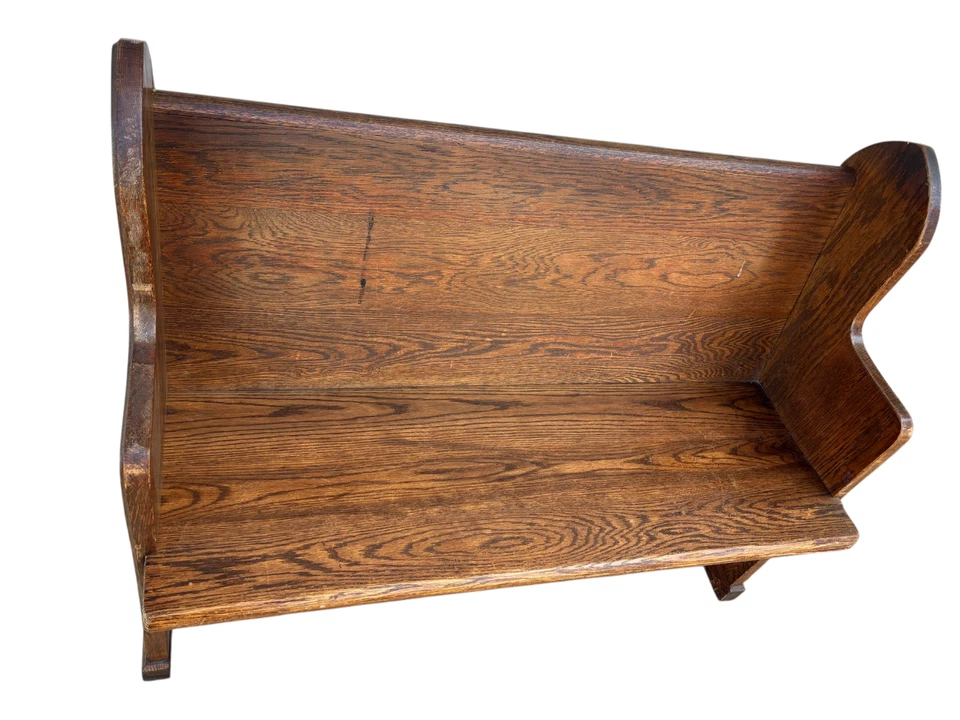 Antique Synagogue Bench Church Pew Solid Oak Neo Gothic Revival Star Of David F - Image 4 of 4