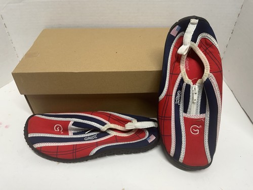 Galim Water Shoes Red White & Blue Zip Front Removable Insoles 8USA - Picture 2 of 4