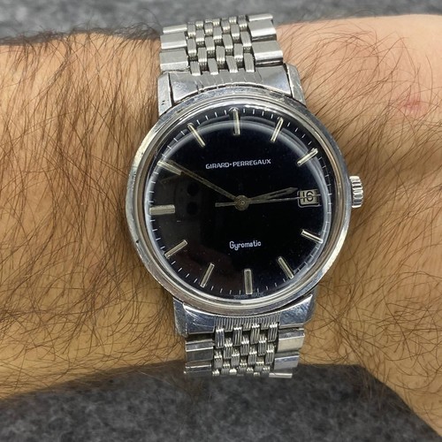 GIRARD PERREGAUX GYROMATIC AUTOMATIC BLACK DIAL SWISS WATCH CAL 423810 Ca1960 - Picture 2 of 13