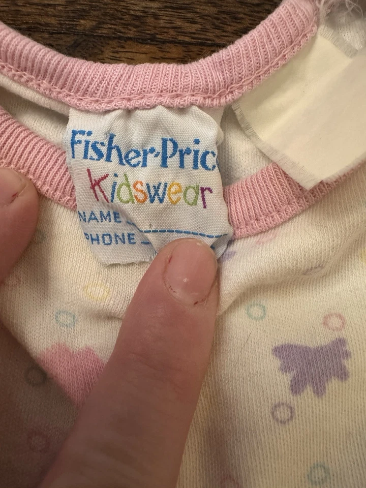 Mameluco vintage Fisher Price ropa para niños 12 meses corto Slv playa temático timbre Foto 2 de 4