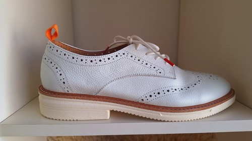 Rollie X Vibram Womens EU 41 Shoes White Perforated Tumble Leather Brogue Flats - Picture 10 of 15