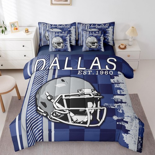 Jungen American Football 7-teiliges Bettdecken-Set komplettes Bett in einer Tasche, Fußballsport... - Bild 1 von 7