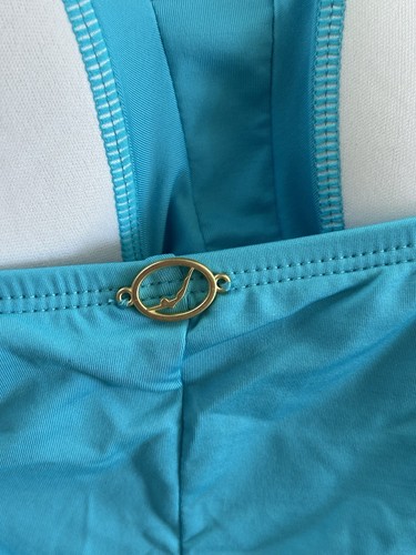Traje de baño Jantzen azul cascada liso correa ancha 1 pieza control abdomen nuevo con etiquetas 22 W - Imagen 7 de 9